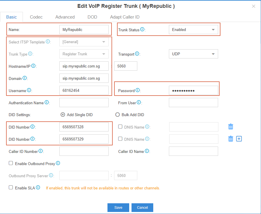 Registering your MyRepblic SIP